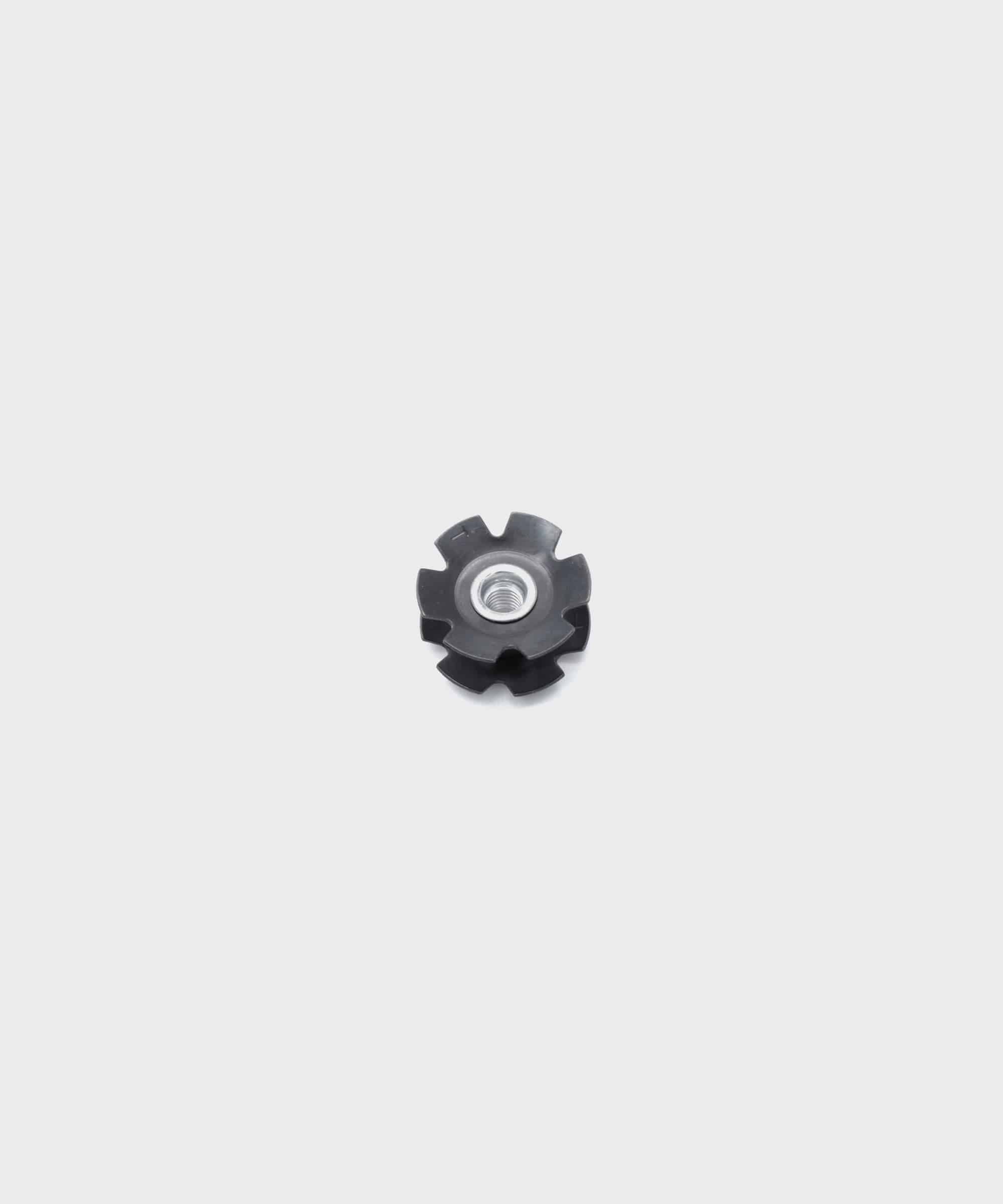 Fox Fastener custom metric star fangled nut for M6 x 1.0 threading, displaying the nut's star-shaped flange and threading details.