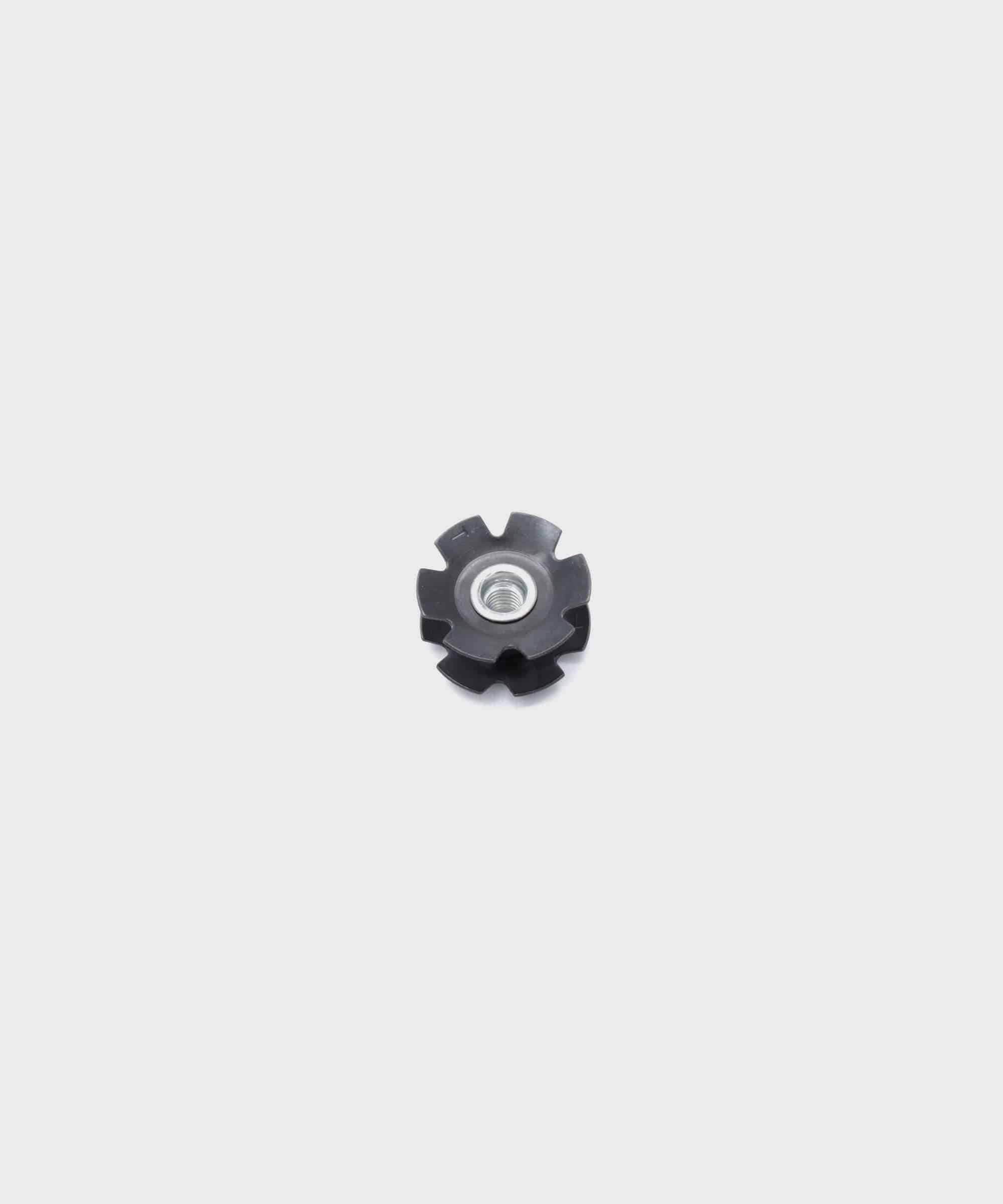 Fox Fastener M6 x 1.0 star fangled metric nut for secure threading, shown in a close-up view.