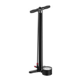 Lezyne Alloy Floor Drive bike pump in satin black with high-pressure 220psi gauge, compatible with Presta and Schrader valves