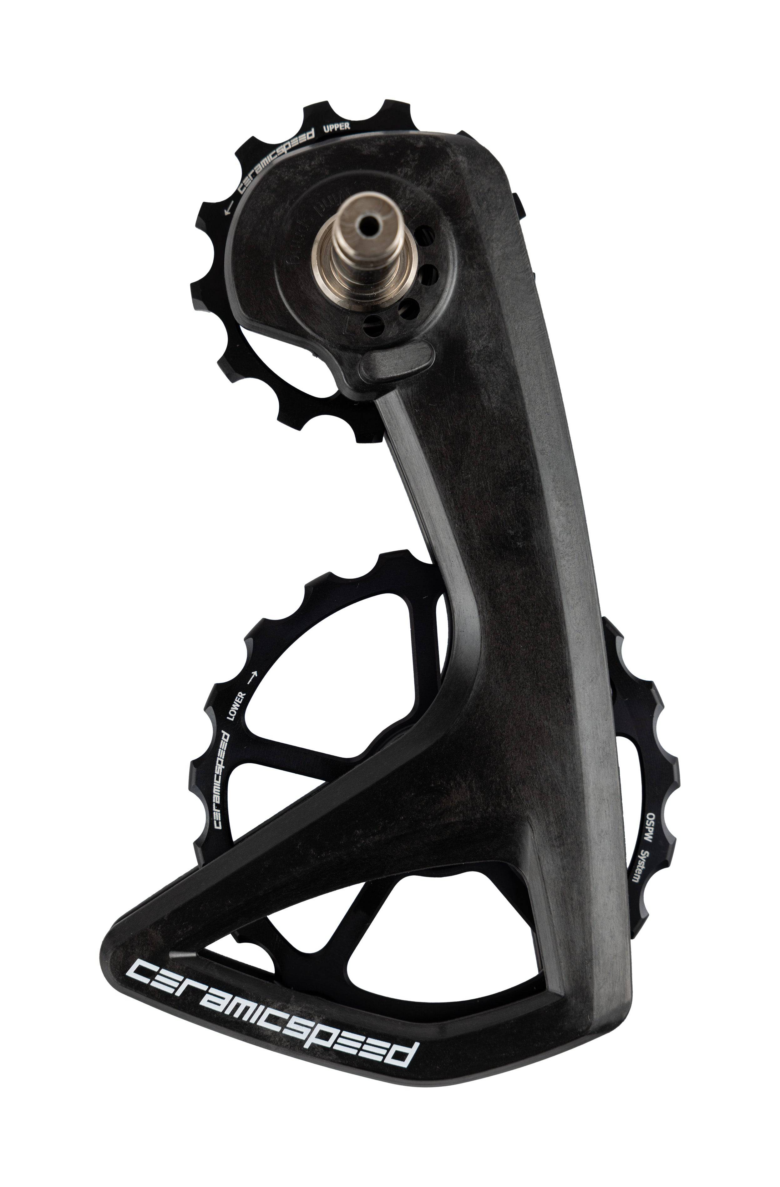 CeramicSpeed OSPW RS 5 Spoke Pulley Wheels for Shimano 9250/8150 road groupsets, close-up of high-performance cycling components