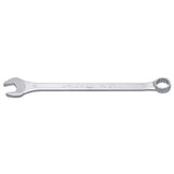 UNIOR long combination wrench, durable professional workshop tool, showing its open and box ends on a workbench.