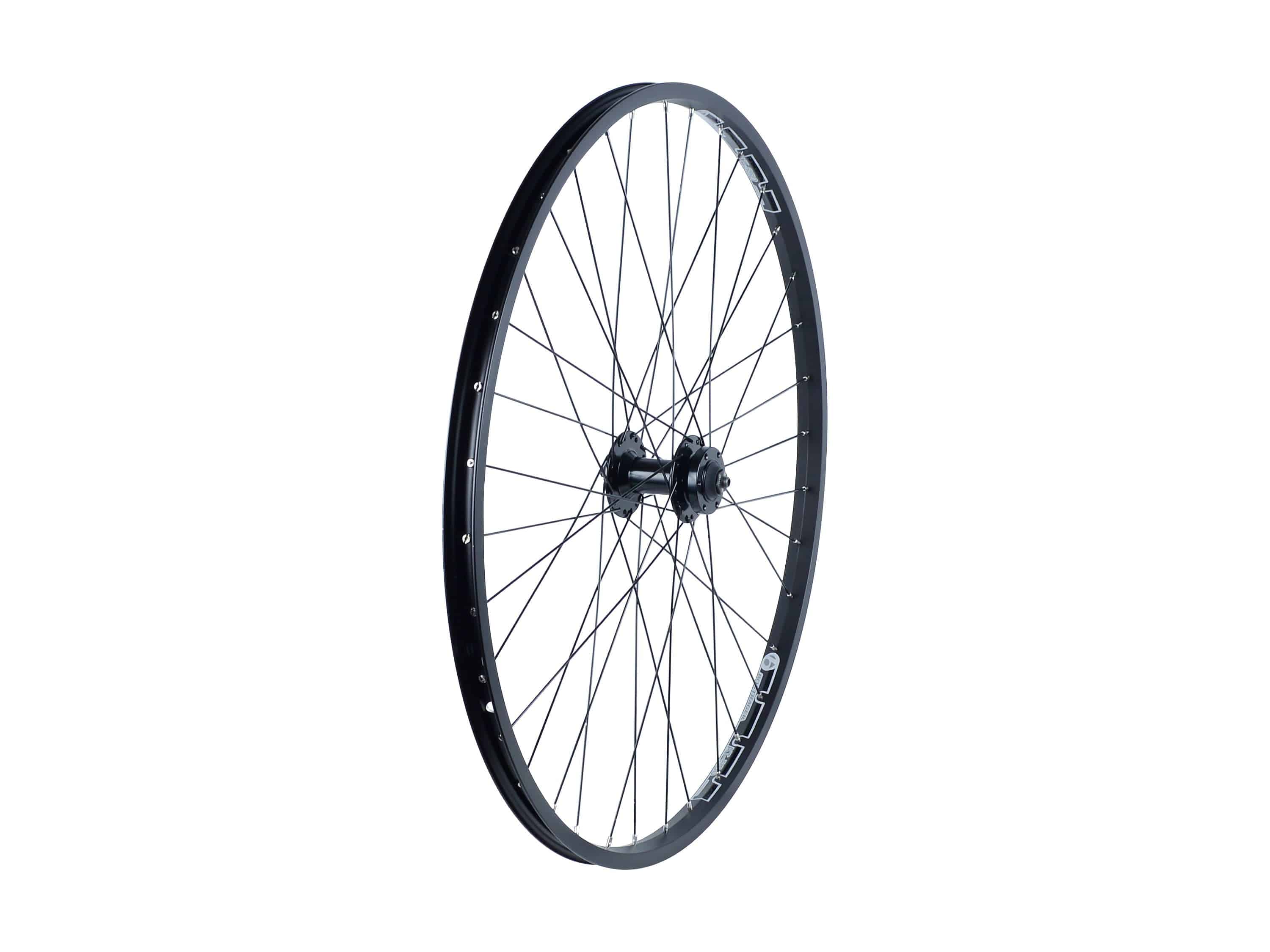 Bontrager AT550/DC20 27.5-inch mountain bike front wheel with 36H disc brake compatibility and 6-bolt ISO mounting.