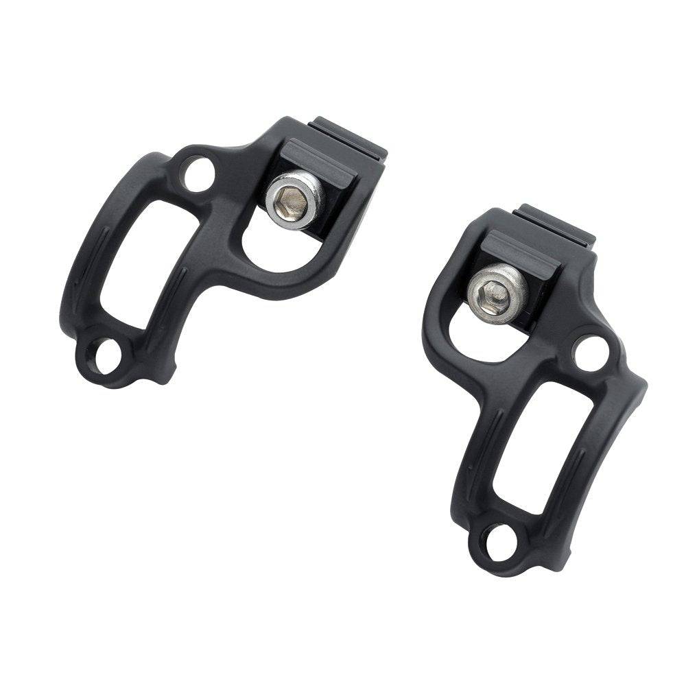 Avid SRAM Matchmaker pair handlebar control mounts for Avid levers and SRAM triggers, showcasing sleek black mounting components.