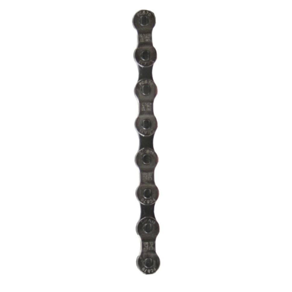 SRAM PC870 7/8-speed silver bike chain with 114 links and Powerlink for durable cycling component