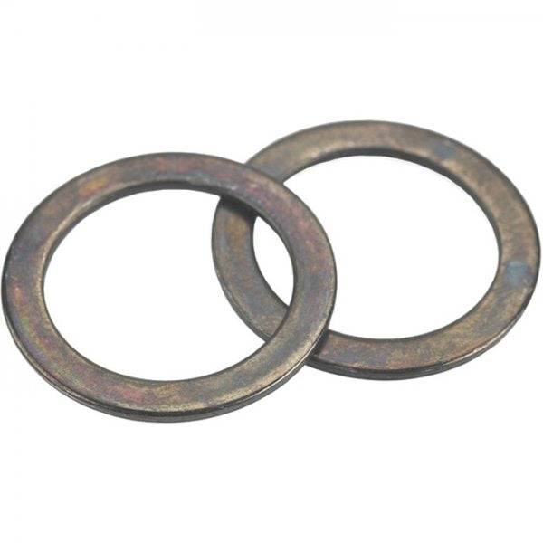 Wheels Manufacturing stainless steel pedal washers for carbon cranksets, pack of 10, for secure pedal installation and durability.