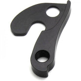 Wheels Manufacturing replaceable derailleur hanger dropout for bike frames, component part in silver with mounting hole visible.