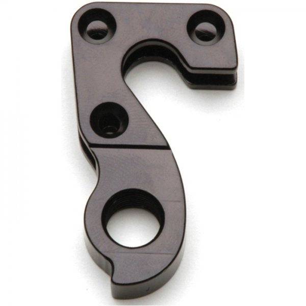 Wheels Manufacturing CNC machined replaceable derailleur hanger dropout for bike components, black metal with precise machining details.