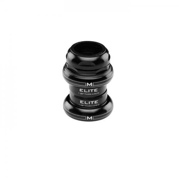 M Part Elite black 1-1/8" threaded headset with EC34/28.6 and 26TPI, EC34/30 bike component for bicycle steering systems.