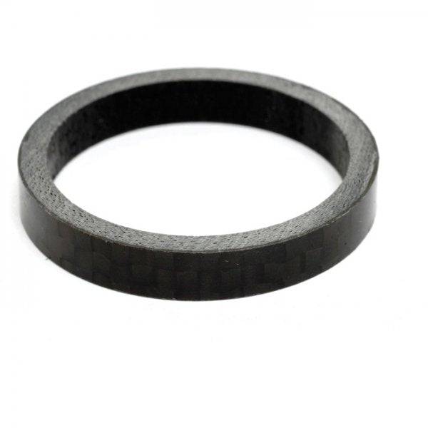M Part carbon fibre headset spacer, 1-1/8 inch, 5mm thick, for bike steering upgrade, lightweight and durable cycling component.
