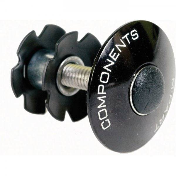 M Part alloy star nut set for 1-1/8 inch bike steerer tubes, black anodised bike components for secure headset installation.