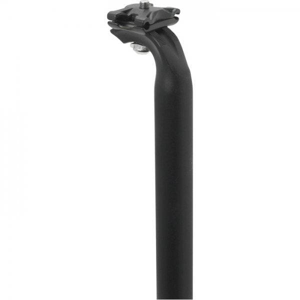 M Part off-set 2-bolt alloy bike seatpost, 27.2 x 350 mm, heat-treated for durability, with two-bolt seat clamp for secure fitting.