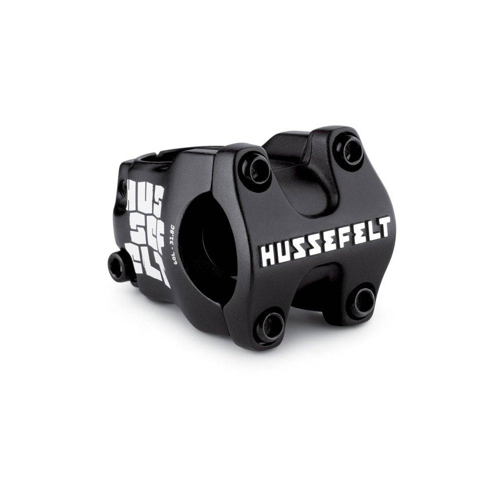 Truvativ Hussefelt mountain bike stem, 60mm length, 0° angle, 31.8mm handlebar clamp, black, for 1-1/8 inch steerer tubes.