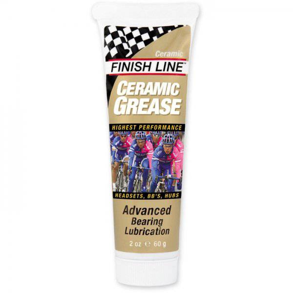 Finish Line ceramic bike grease tube for lubricating bearings and components, ideal for bike maintenance and workshop use.