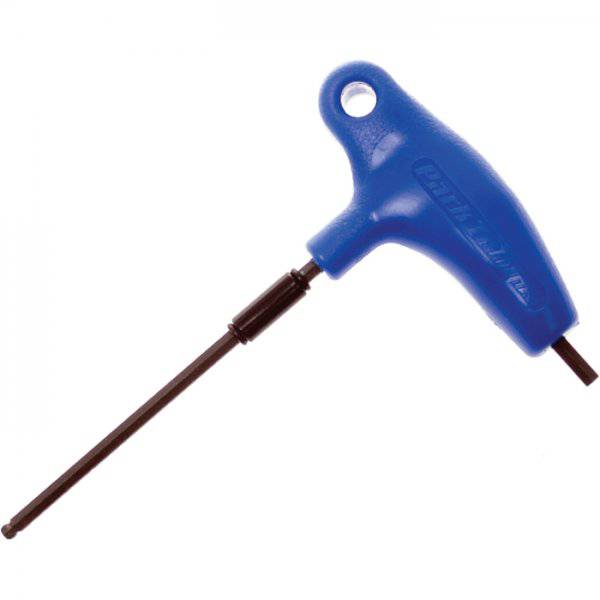 Park Tool PH-4 4mm P-handled hex wrench with ergonomic grip and Balldriver tip, designed for workshop use.