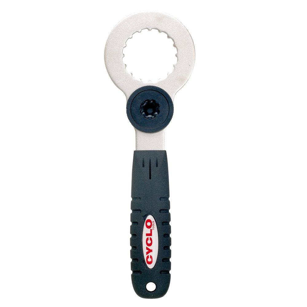 Cyclo Shimano Hollowtech II bottom bracket tool for installation and removal, black workshop tool by Cyclo Tools.