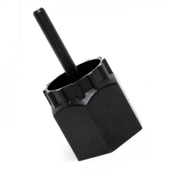 Shimano Workshop tool for HG cassette and centre-lock disc remover with spigot, used for bike maintenance and wheel assembly.