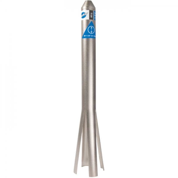 Park Tool RT-2 Head Cup Remover for 1-1/4" and 1.5" bicycle and motorcycle head tubes, workshop tool in use.
