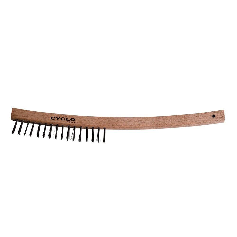 Cyclo Tools wire brush for rust removal and surface cleaning, showing metal bristles and sturdy workshop tool design.