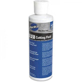 Park Tool CF-2 cutting fluid for metalworking, red liquid in a bottle, used to reduce friction and extend tool life in workshops.