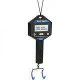 Park Tool DS-1 digital scale for bikes, frames, and components with hanging hook, ideal for workshop weight measurement.