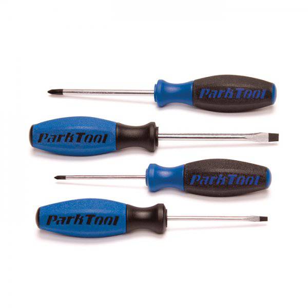 Park Tool SD-SET screwdriver set with four Phillips and flat blade screwdrivers in sizes 0, 2, 3, and 6, workshop tools