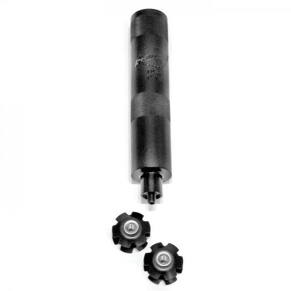 Park Tool TNS-1 threadless nut setter for 1" and 1-1/8" fork steerer tubes, used in bike workshop maintenance.