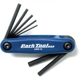 Park Tool AWS-10 fold-up metric hex wrench set with compact, durable workshop tool kit, featuring multiple hex sizes in a portable design.