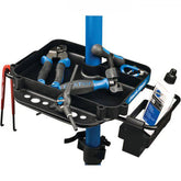 Park Tool 106 workshop repair stand work tray with tool organizer and lube holder, designed for bicycle maintenance and repairs.
