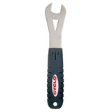 Cyclo Tools 19mm cone spanner for bike wheel adjustments, featuring a sturdy metal handle and precise tool head for maintenance.