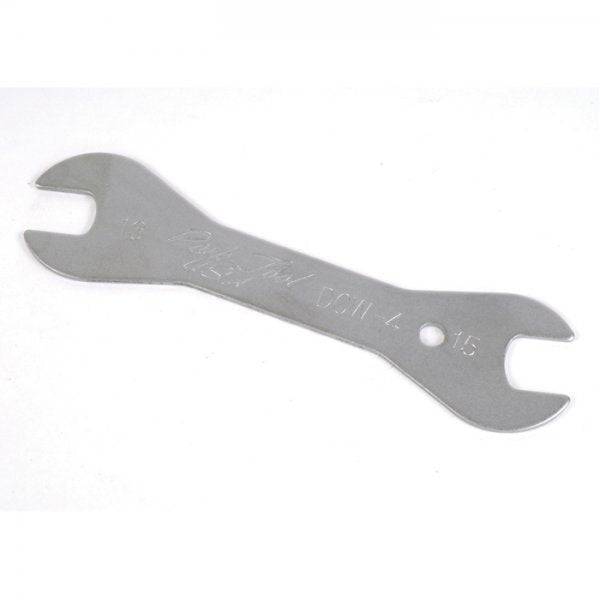 Park Tool DCW-4 double-ended cone wrench with 13mm and 15mm tips for bike maintenance, workshop tool for bike wheel adjustments.