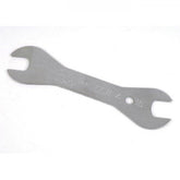 Park Tool DCW-4 double-ended cone wrench with 13mm and 15mm sizes for bike maintenance, made of durable steel.