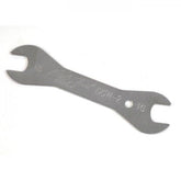 Park Tool DCW-2 double-ended cone wrench with 15mm and 16mm sizes for bicycle wheel adjustments, workshop tool for bike maintenance.