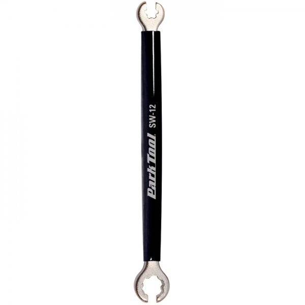 Park Tool SW-12 spoke wrench for Mavic wheels, featuring 7-spline 6.4mm and 6-spline 9mm sizes for bicycle wheel maintenance.