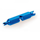 Park Tool VC-1 valve core tool for Schrader and Presta valves, used for tubeless tire maintenance in workshop settings.