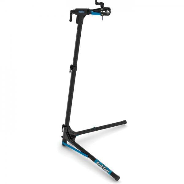 Park Tool PRS-25 team issue bike repair stand with adjustable clamp for workshop bike maintenance and repairs.
