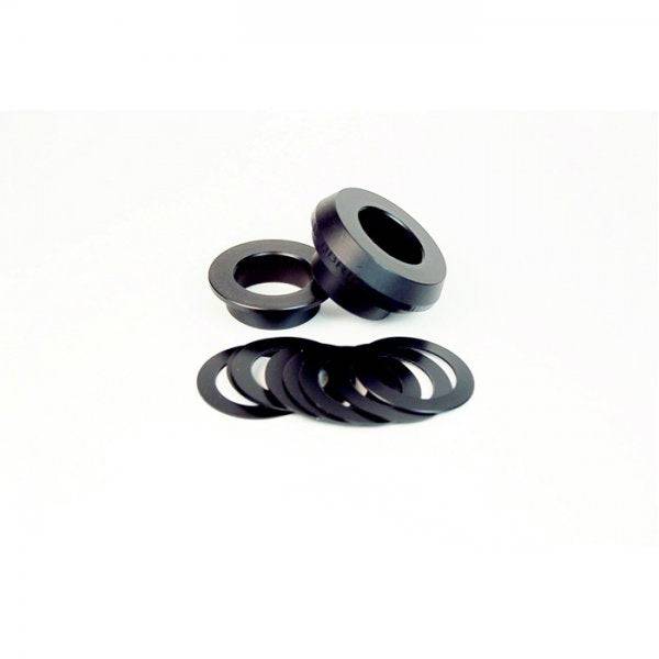 Wheels Manufacturing BBRight to 24mm crank spindle shims for Shimano HollowTech-II bicycle components, shown in the image.