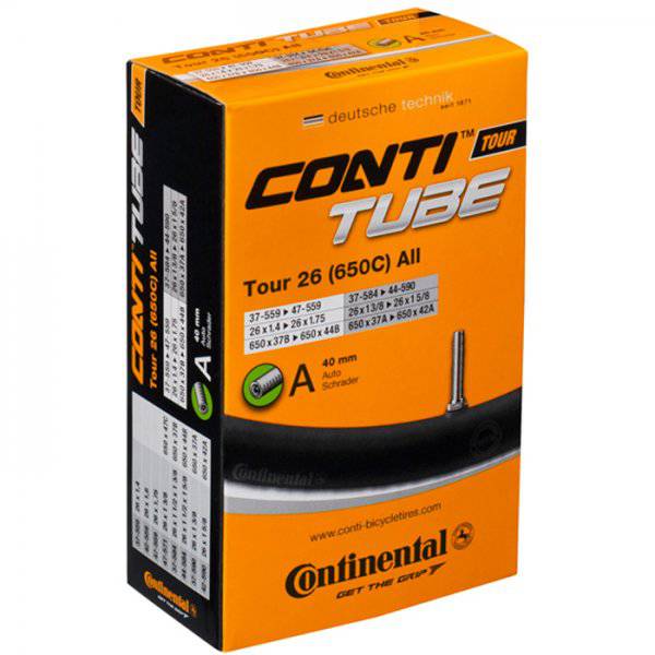 Continental Tour Tube 26x1.30-1.75 inch Schrader valve for touring bike inner tube, with 40mm valve stem.