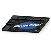 Park Tool OM-1 workshop bench-top overhaul mat with pockets for organizing small bike parts and tools.
