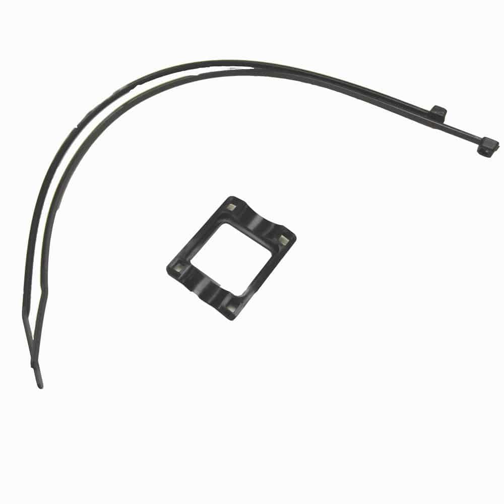 CatEye Strada cycle computer zip tie bracket mounted on a bike handlebar, showcasing durable mounting accessory for cycling computers.