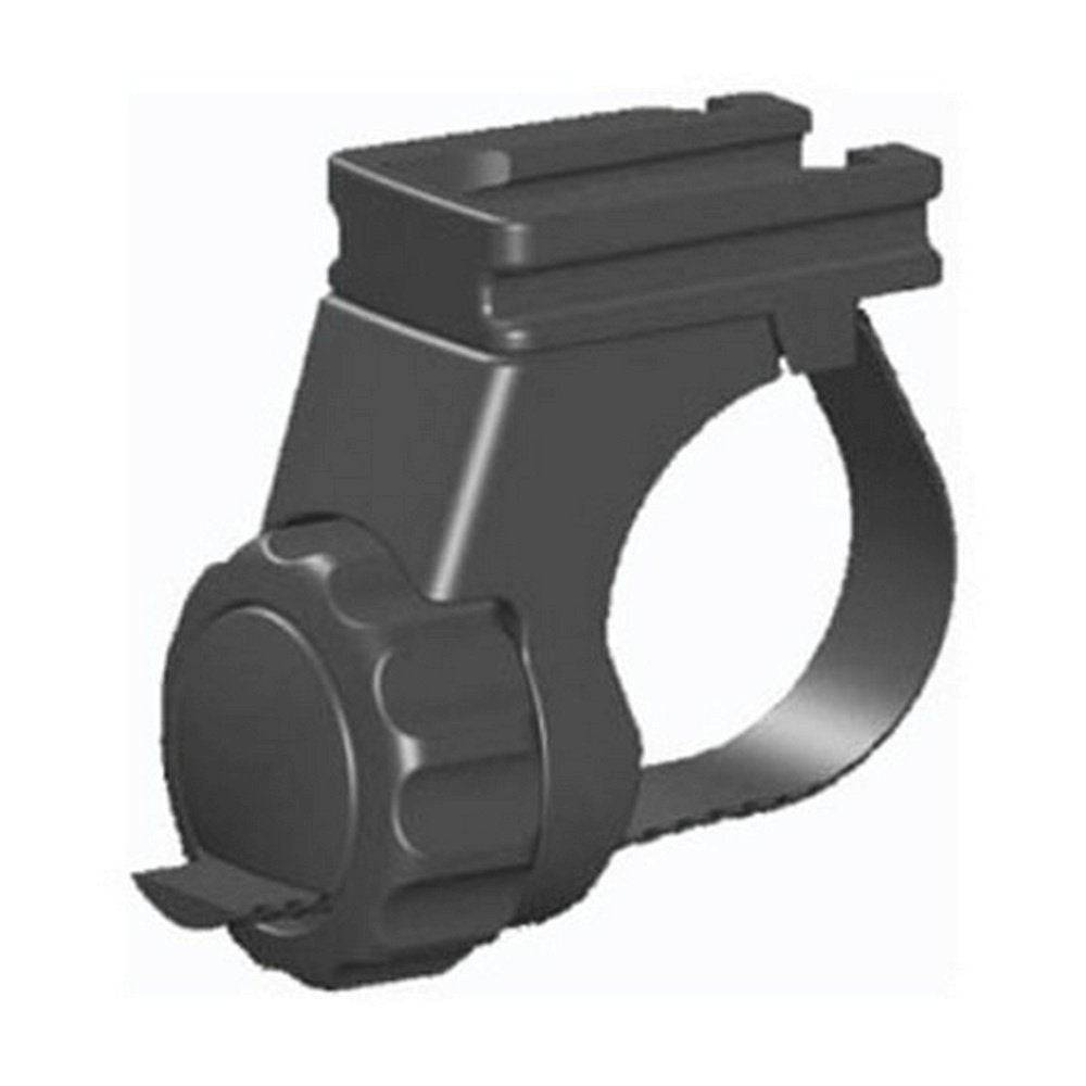 CatEye H-34 FlexTight front bike light bracket attached to 22-32mm handlebars, showing secure mounting for cycling accessories.