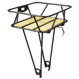 Minoura King Carrier front bike rack with Japanese Maple wood accents, designed for durable cycling accessories