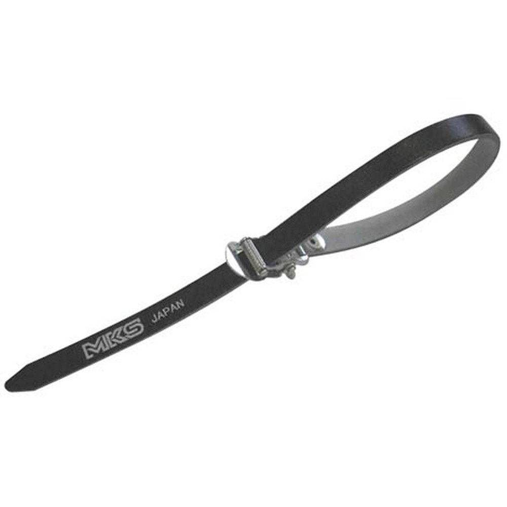 MKS Fit Alpha Spirits toe straps replacement for cycling, showing black straps with metal buckles on a white background.