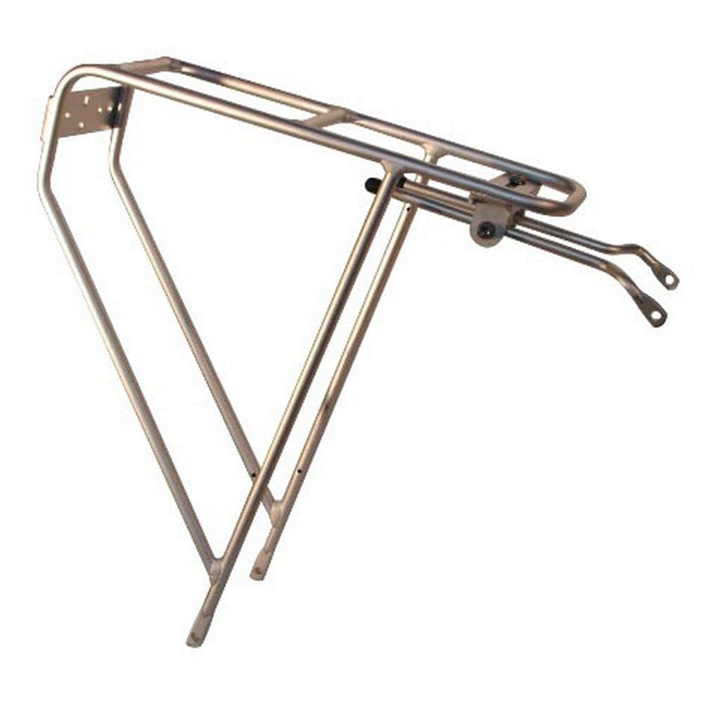 Tortec Tour Ultralite rear bike rack made of lightweight alloy, designed as a durable luggage carrier for cycling accessories.