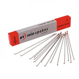 Box of 100 DT Swiss Competition Silver Bicycle Spokes, 14/15 gauge, 262 mm length, with 2/1.8 mm diameter, components for wheel builds.