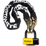 Kryptonite New York Fahgettaboudit 14mm chain with NY disc lock, sold secure diamond rated bike lock accessory in a close-up shot
