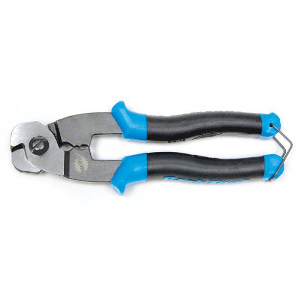 Park Tool CN-10 Pro cable and housing cutter with crimper and forming hole, ideal for workshop bike cable installation.