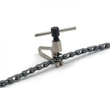 Park Tool CT-5 Mini Chain Brute bike chain tool for 5-12 speed bicycle chains, shown on a workshop workbench.