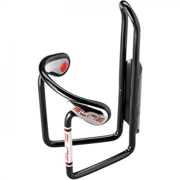 Black Elite Ciussi Gel bike bottle cage with anti-vibration inserts, designed for secure cycling hydration.