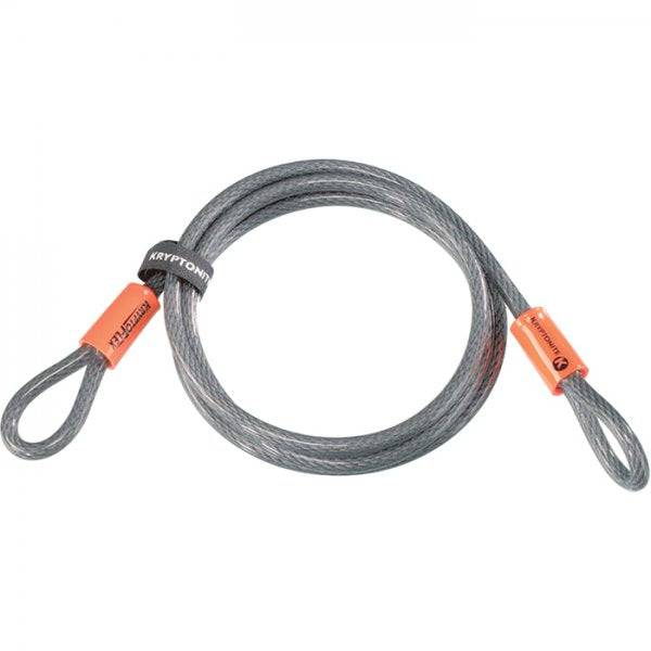 Kryptonite Kryptoflex 7ft braided steel bike lock cable with protective coating and loop ends for U-lock security.