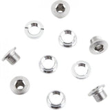 Shimano Dura-Ace Track chainring bolts set of 5 with chrome finish, M8 x 6mm, for bicycle component maintenance.